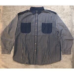 VINTAGE Gitano 80’s 90’s Denim Chambray Shirt Women’s XL With One Missing Button